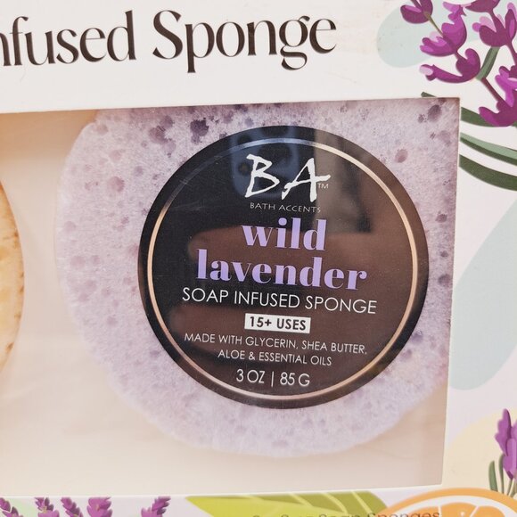 Bath & Body Grapefruit & Lavender Aloe Vera Soap Infused Sponges Holiday Giftbox - Picture 3 of 5